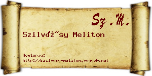 Szilvásy Meliton névjegykártya